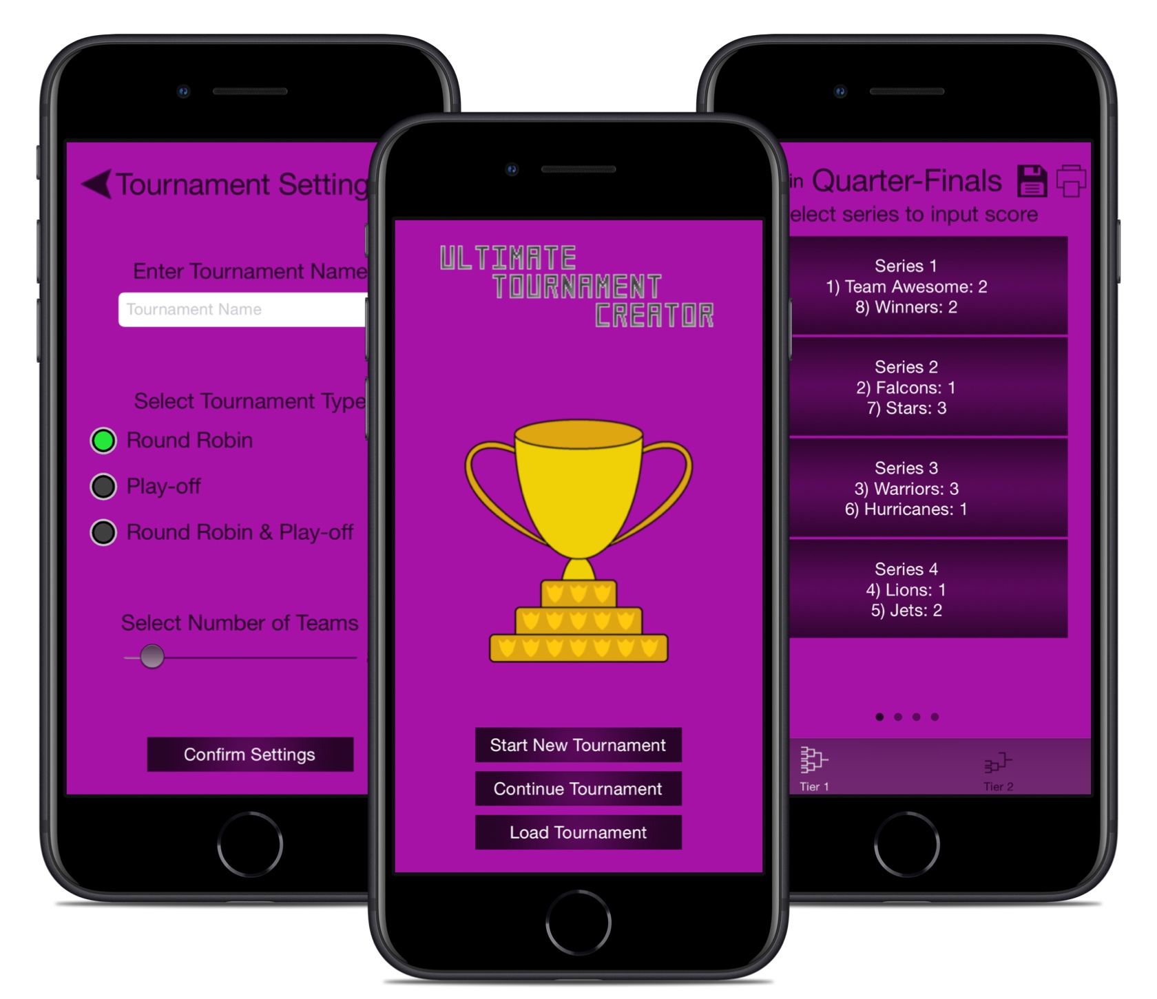 1 Tournament Schedule Maker & Registration App